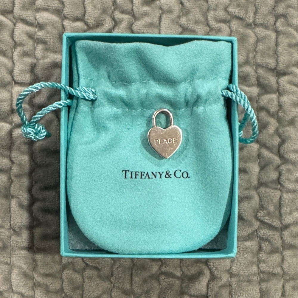 Tiffany & Co. Silver Heart Lock with Blue Pouch